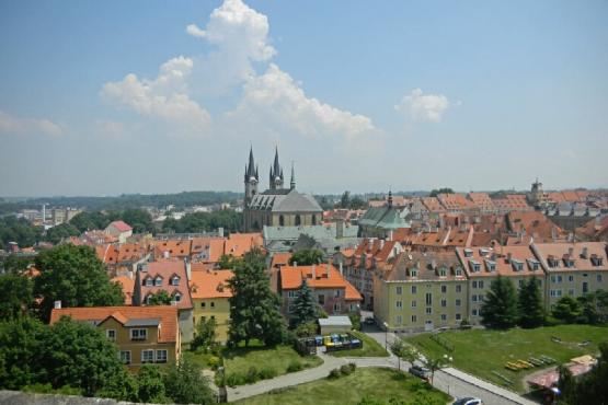 Rozhledna Černá věž Chebský hrad - Cheb z Černé věže