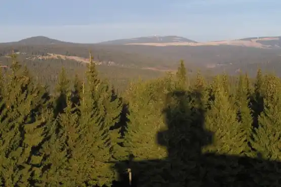 Rozhledna Plešivec - výhled na Špičák, Fichtelberg a Neklid